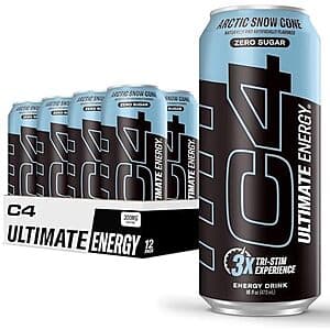12-Pack 16-Oz Cellucor C4 Ultimate Energy Drink (Arctic Snow Cone) $11.10 w/ Subscribe & Save