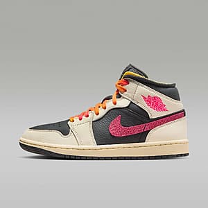 Nike Women's Air Jordan 1 Mid SE Edge Shoes (Limited Sizes, Ivory/Black/Pink) $74.25 + Free S&H