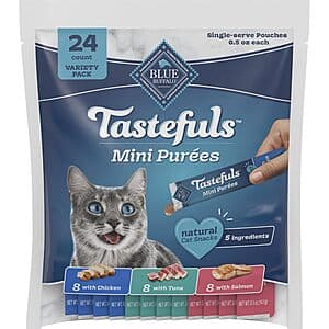 Prime: 24-Ct Blue Buffalo Tastefuls Mini Purées Adult Cat Single-Serving Snack 3 for $24.25 w/ S&S + Free S&H