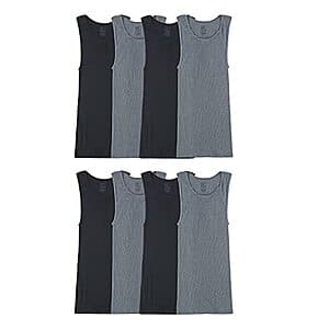 8-Count Fruit of the Loom Men's Tanks (Black/Grey) $13.85