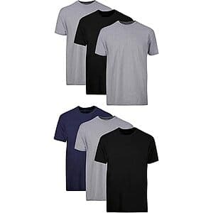 6-Pk Men's Hanes Stay-Tucked Soft Cotton Undershirts (Black/Grey/Blue) $17
