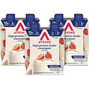Select Accts: 12pk 11oz Atkins 15g Protein Shake (Strawberry) $13.40 w/ S&S