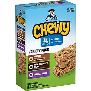 58-ct Quaker Chewy Granola Bars (3 Flavor Back-to-School Variety Pack) $7.90 w/ Subscribe & Save