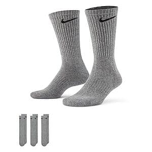 3-Pk Men's Nike Everyday Cushion Crew Training Socks (Grey) $7 + Free Pickup