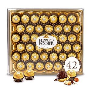 42-Count Ferrero Rocher Fine Hazelnut Milk Chocolates Gift Box (18.5-Oz Total) $14