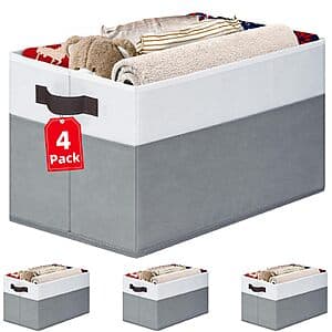 4-Pack Large Collapsible Closet Storage Organizer Bins (14"x10"x9.5") $12