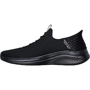 Black Skechers men's slip-in sneaker loafer with hands-free design in size 13 Wide.