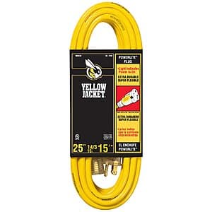 25' Southwire Yellow Jacket 14/3 15A Outdoor Extension Cord w/ Lighted End $17.10
