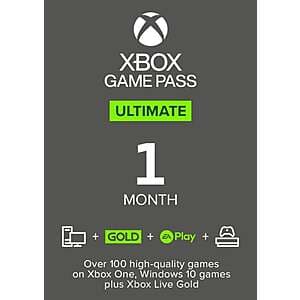 1-Month Xbox Game Pass Ultimate Subscription (Xbox One/PC Digital Code) $10.60 (Subscription is Non-Stackable)