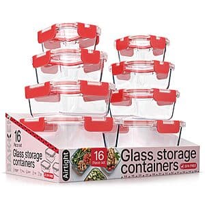 16-Piece Bakken Borosilicate Glass Food Storage Containers w/ Lids (3 Colors) $23