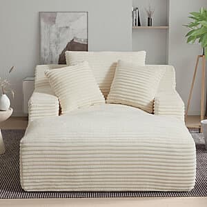 50" Latitude Run Corduroy Indoor Chaise Lounge Sleeper Sofa Chair (White/Beige) $224 + Free S&H