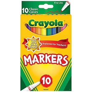 10-Ct Crayola Classic Fine Line Markers $1
