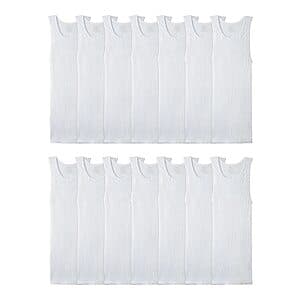 14-Pack Fruit of the Loom Men's Moisture Wicking Tank A-Shirt (White) $20