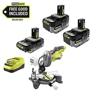 RYOBI Cordless Compound Miter Saw w/ 2x 4.0 Ah + 2 Ah Batteries/ Charger $199 + Free S/H