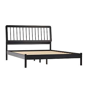 Walker Edison Cama Mid-Century Modern Solid Wood Spindle Bedframe (Queen, Black) $90 + Free S&H