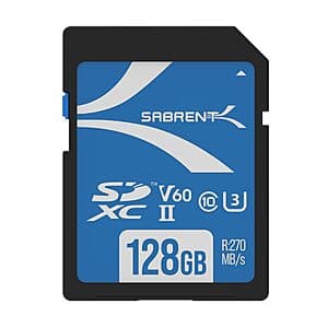 128GB SABRENT Rocket V60 SD UHS-II Memory Card (R 270MB/s, W 170MB/s) $19.80 @ Amazon