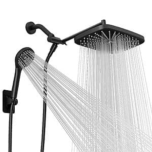 10" Seacity Wide Rain Shower Head w/ 5 Modes Handheld Shower Head (Matte Black) $30