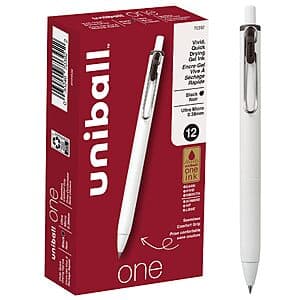 12-pk 0.38mm Ultra Micro Uniball One Gel Pens (black ink) $9.05 w/ S&S