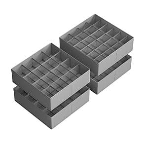 4-Pack Songmics 80-Compartment Closet Drawer Organizers (Cloud White/Dove Gray) $13