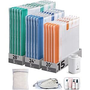 Prime: 18-Pc BAGSMART Vacuum Storage Bags Travel Kit w/ Electric Pump (2 Colors) $12.30 + Free S&H