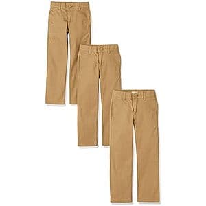 3-Pk Amazon Essentials Boys & Toddlers' Uniform Straight-Fit Chino Khaki Pants $13.70
