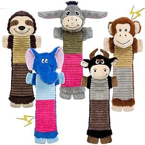 5-Pk MeetYooo Crinkle & Squeaker Dog Plush Toys $12.50