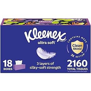 18-pk 120-ct Kleenex Ultra Soft Facial Tissues $20.05 w/ Subscribe & Save