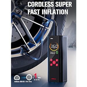 GOOLOO Pro Portable 150PSI Tire Inflator Air Compressor w/ LED Color Screen $20