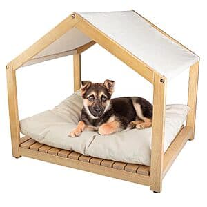 30"x24" PetMaker Indoor Wood Dog House w/ Adjustable Canopy $40 + Free S&H
