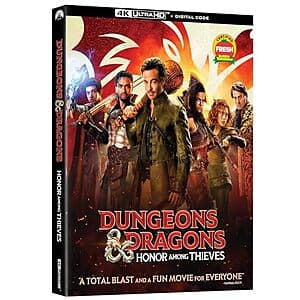 Dungeons & Dragons Honor Among Thieves 4K Ultra HD Blu-ray case with digital code on a white background.