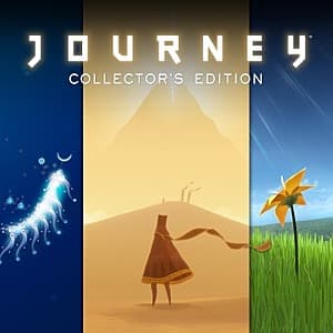 PlayStation Store listing for Journey Collector's Edition digital bundle featuring artwork from the three included games: Journey, Flower, and flOw.