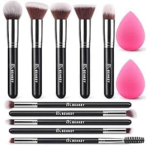 Prime Members: 12-Piece Beakey Makeup Brush Set w/ 2 Blender Sponges & Case $5 + Free S&H