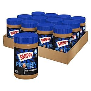 12-Pk 16-Oz SKIPPY Chunky Peanut Butter Blended w/ Plant Protein $21.65 w/ S&S