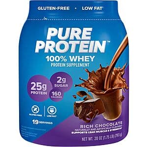 1.75-Lb Pure Protein 100% Whey Protein Powder (Rich Chocolate) $13 w/ S&S