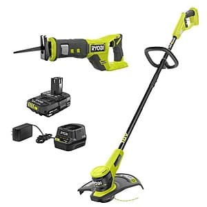RYOBI ONE+ 18V 13" String Trimmer & Reciprocating Saw w/ 2.0Ah Battery & Charger $99 + Free S&H