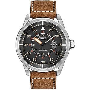 Citizen Eco-Drive Avion 45mm 3-Hand Date Watch w/ Leather Strap $162.65 + Free S&H