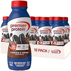 12-Pk 11.5-Oz Premier Protein Shake (Cookies & Cream) $20.50 w/ S&S