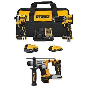 DeWALT Atomic 20V 2-Tool Combo Kit w/ SDS Plus Hammer Drill & Batteries/Charger $299 + Free S&H