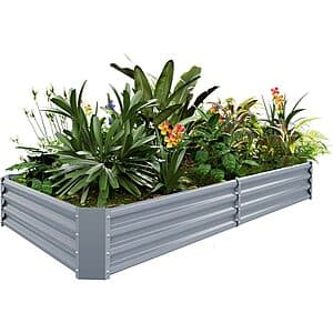 Land Guard 8×4×1ft Galvanized Metal Large Raised Garden Bed Kit for Vegetables $35 + Free Shipping