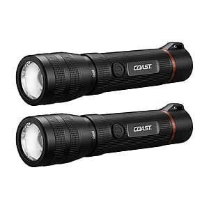 2-Pk Coast G60R 1000 Lumen Waterproof Rechargeable LED Flashlight $22.85