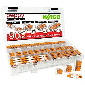 90-Pc WAGO 221 Lever-Nuts Compact Splicing Wire Connector Assortment w/ Inlines $37.75 + Free Shipping