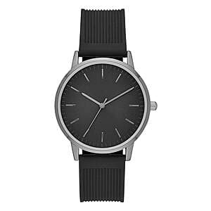 GEORGE 40MM men's quartz watch featuring a black dial and black silicone strap.