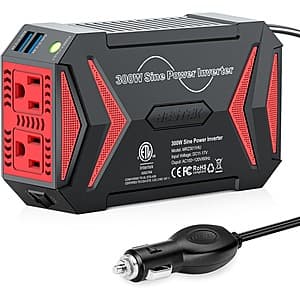 300W BESTEK Pure Sine Wave DC 12V to AC 110V Car Adapter $31.50 + Free S&H