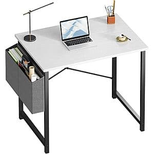 31" Olixis Computer Home Office Desk for Small Spaces w/ Storage Bag (White) $16