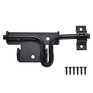 JIAHOO Heavy Duty Steel Slide Bolt Gate Latch w/ Padlock Hole (Black) $5
