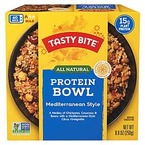 Amazon Resale: 6-Pack 8.8-Oz Tasty Bite Mediterranean Style Protein Bowl $14.50 (Expires 02/28/26)