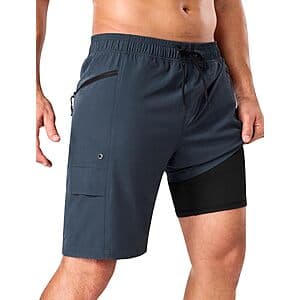 SILKWORLD Men’s 9" Quick Dry Swim Trunks w/ Zipper Pockets (Various) $12