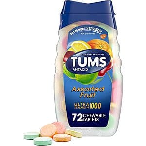 72-Count Tums Ultra Strength Chewable Calcium Antacid Tablets (Assorted Fruit) $3.70 w/ Subscribe & Save