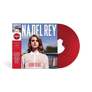 Lana Del Rey Born To Die album on opaque red vinyl record with target exclusive branding.