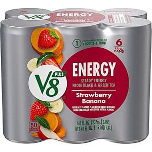 6-Pack 8oz V8+ Energy Drink (Strawberry Banana, Peach Mango, Orange Pineapple) $3.70 w/ Subscribe & Save & More